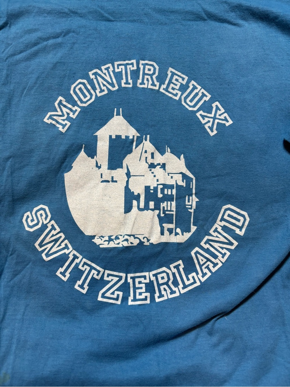 Montreux Switzerland Blue Graphic Short Sleeve Tee-Medium